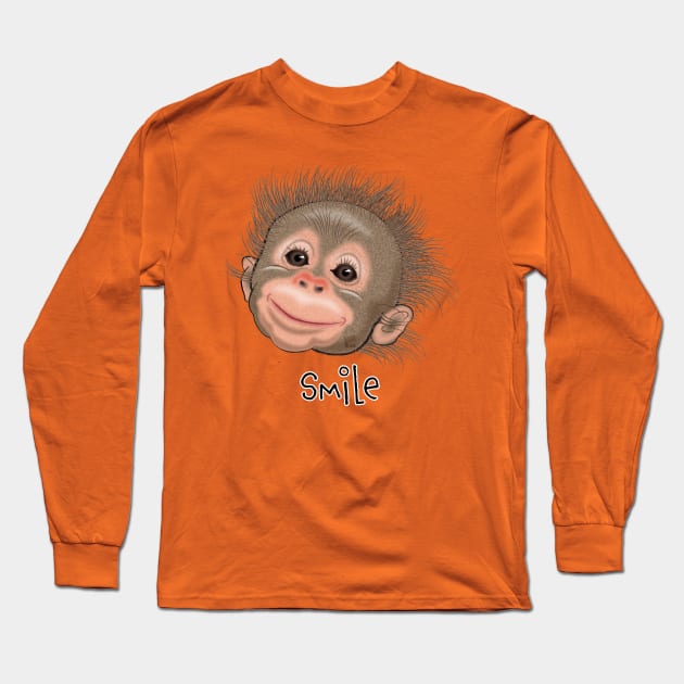 Baby Monkey Smile Long Sleeve T-Shirt by NN Tease